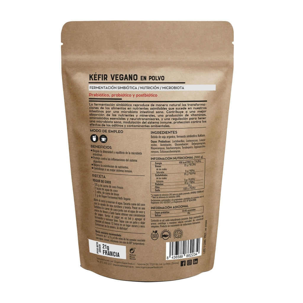 SUPER FERMENTED KEFIR VEGANO 21G ORGANICA SUPERFOODS