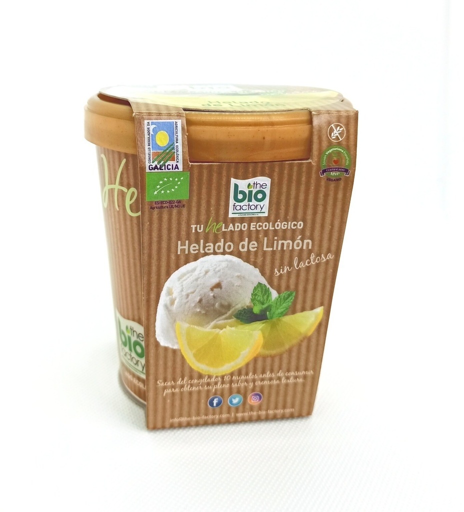 HELADO VEGANO SORBETE LIMON 500ML THE BIO FACTORY