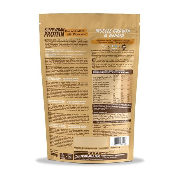 SUPER VEGAN PROTEIN CACAHUETE Y MACA 400G ISWARI