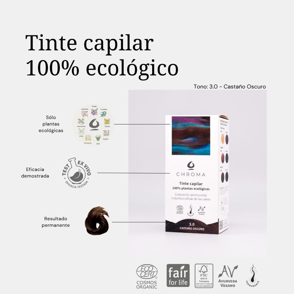 TINTE CASTAÑO OSCURO 3.0 100G CHROMA