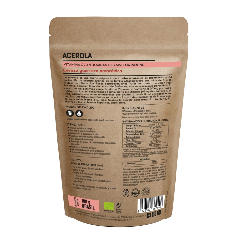 ACEROLA EN POLVO 70G - ORGANICA SUPERFOODS