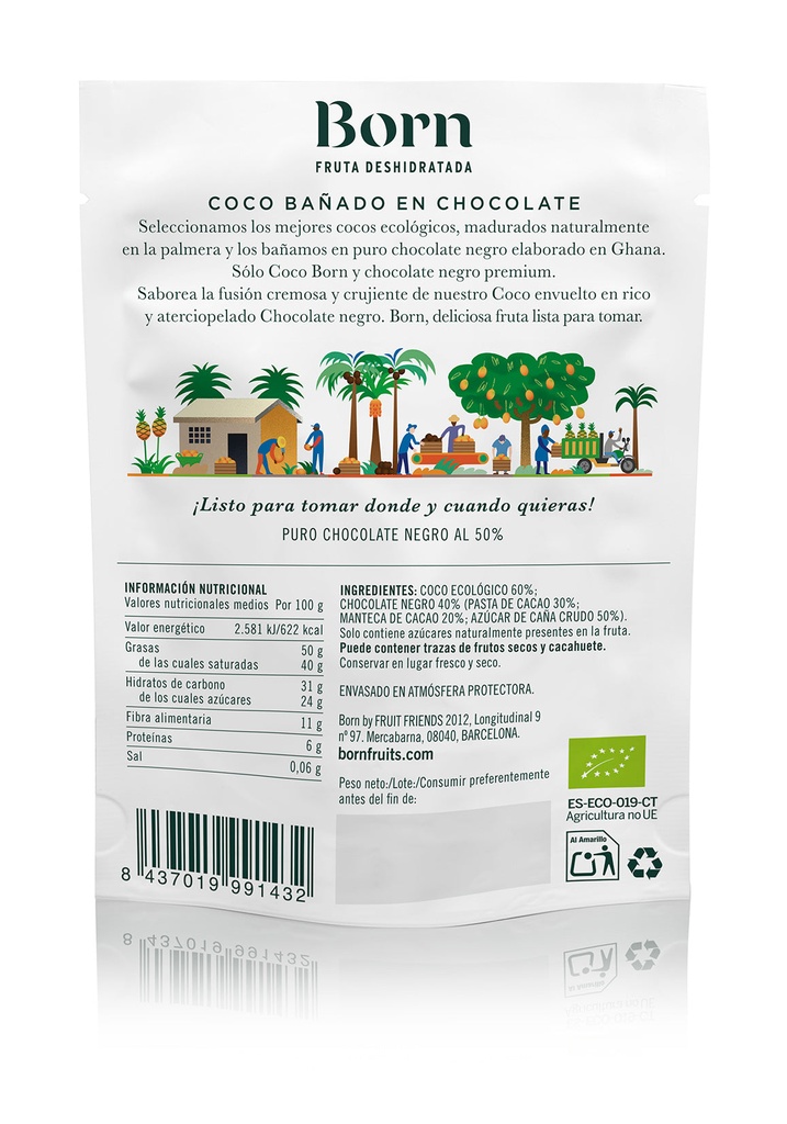 COCO DESHIDRATADO CON CHOCOLATE 40G BORN