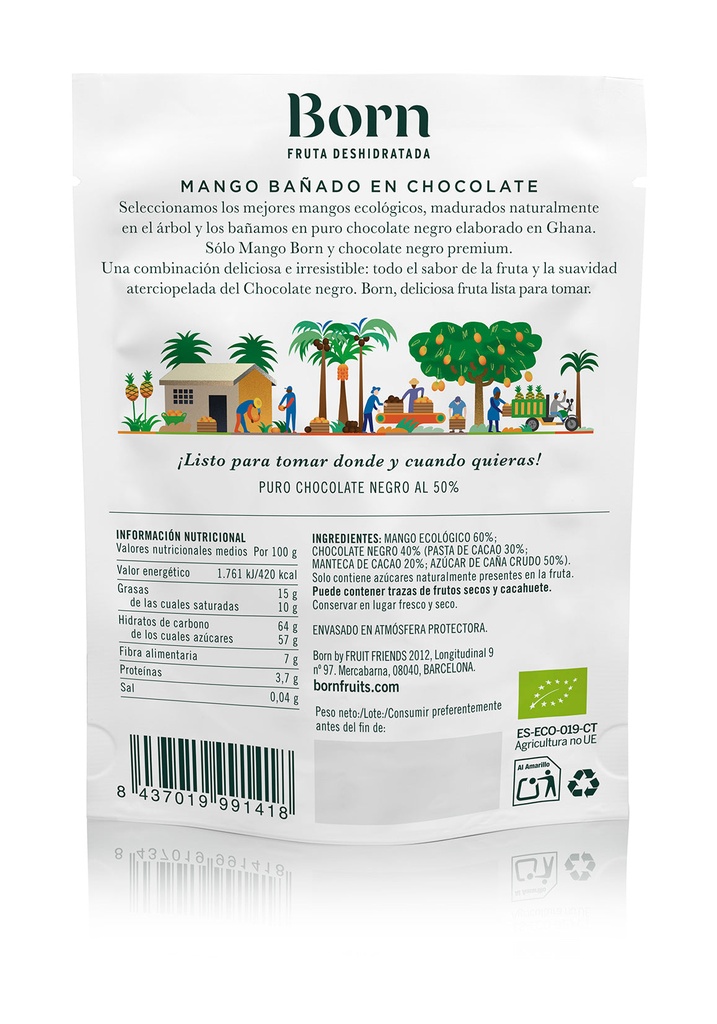 MANGO DESHIDRATADO CON CHOCOLATE 40G BORN