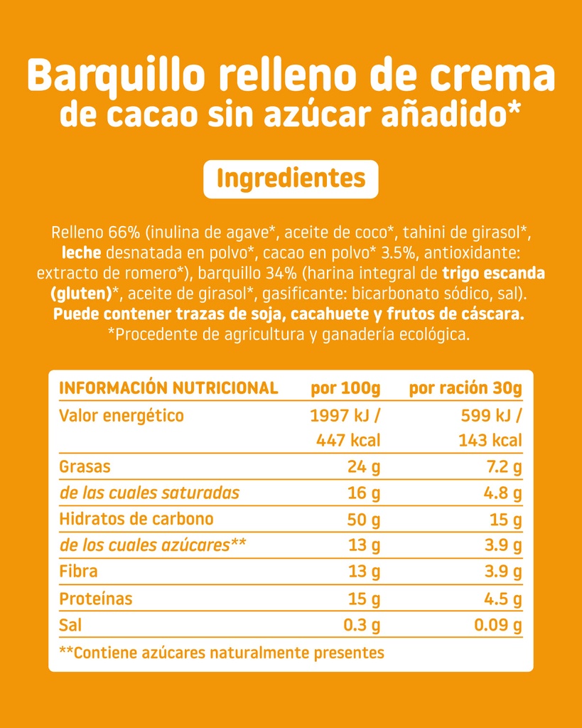 BARQUILLO RELLENO DE CREMA DE CACAO 30G SMILEAT