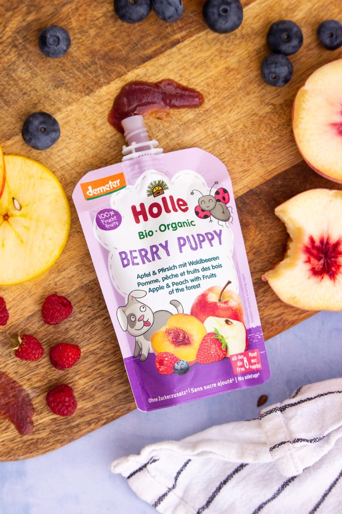 SMOOTHIE BERRY PUPPY MANZANA-MELOCOTÓN-FRUTAS 100ML - HOLLE