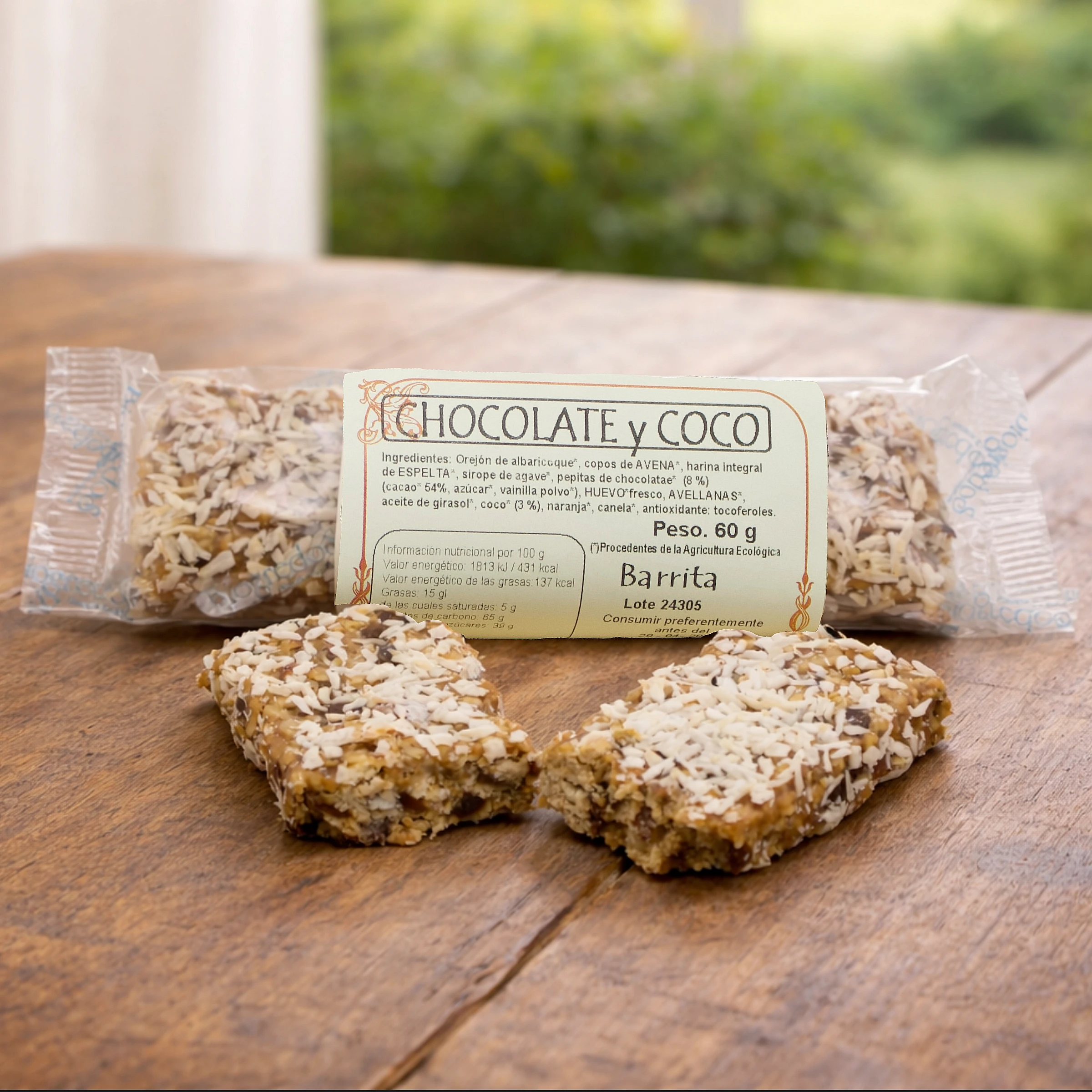 BARRITA CON CHOCOLATE Y COCO 60G BIOGREDOS