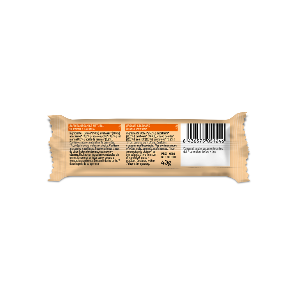 BARRITA DE CACAO Y NARANJA BIO 40G NATRULY