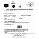 CARNE PICADA DE TERNERA 500G ORGANIQ