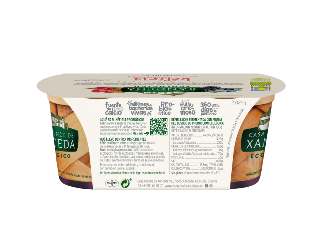 KÉFIR CON FRUTAS DEL BOSQUE 2X125G CASA XANCEDA