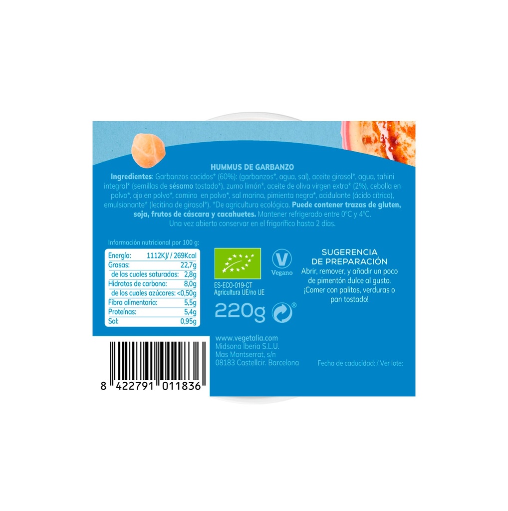 HUMMUS FRESCO 220G VEGETALIA