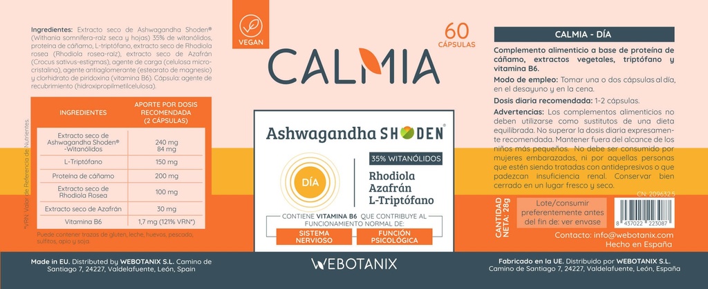 CALMIA DÍA 60 CÁPSULAS WEBOTANIX