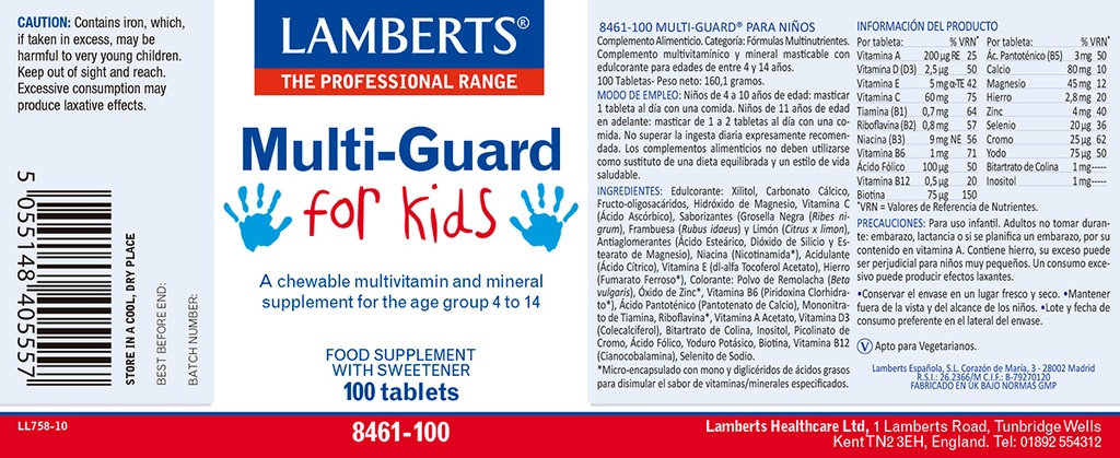 MULTIVITAMINAS MULTI-GUARD FOR KIDS 100CAP LAMBERTS