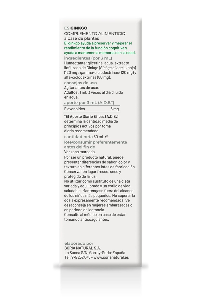 EXTRACTO GINKGO 50ML SORIA NATURAL