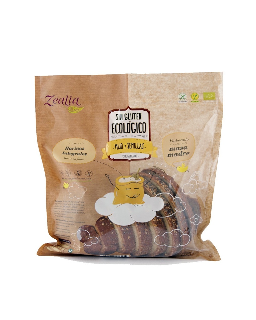 PAN DE MIJO Y SEMILLAS BIO SIN GLUTEN 370G ZEALIA