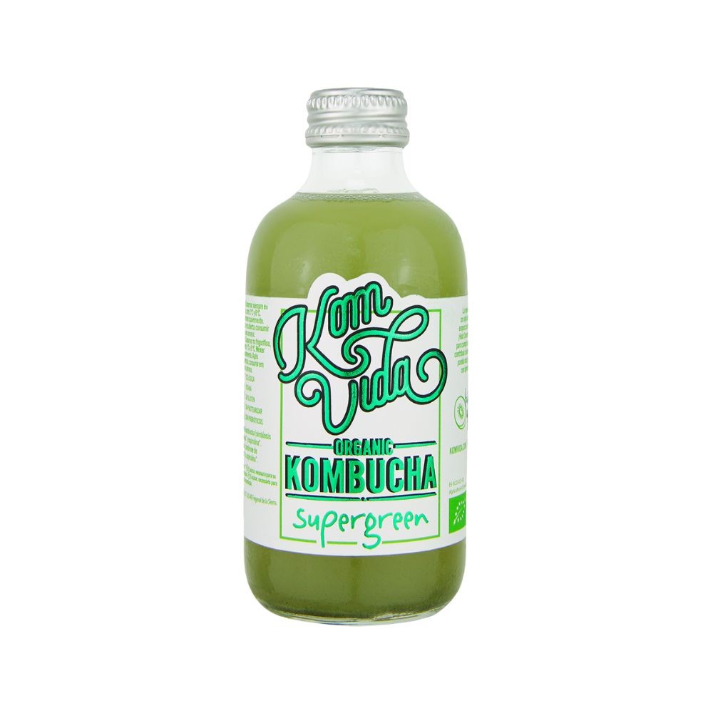 KOMBUCHA SUPERGREEN DETOX KIWI PEPINO Y ESPIRULINA 250ML KOMVIDA