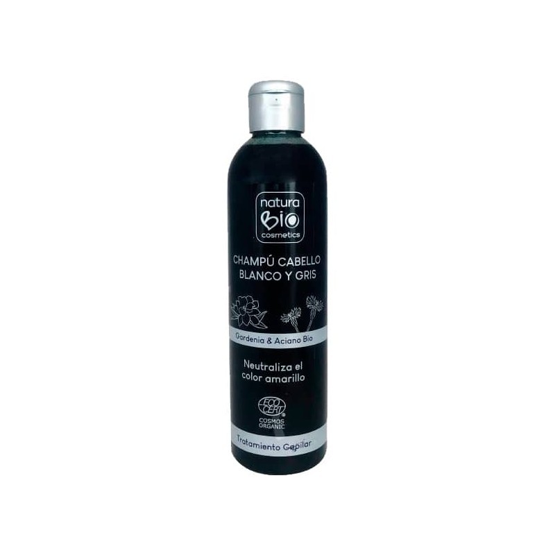 CHAMPÚ TRATAMIENTO CABELLO BLANCO Y GRIS GARDENIA & ACIANO BIO 250ML NATURABIO