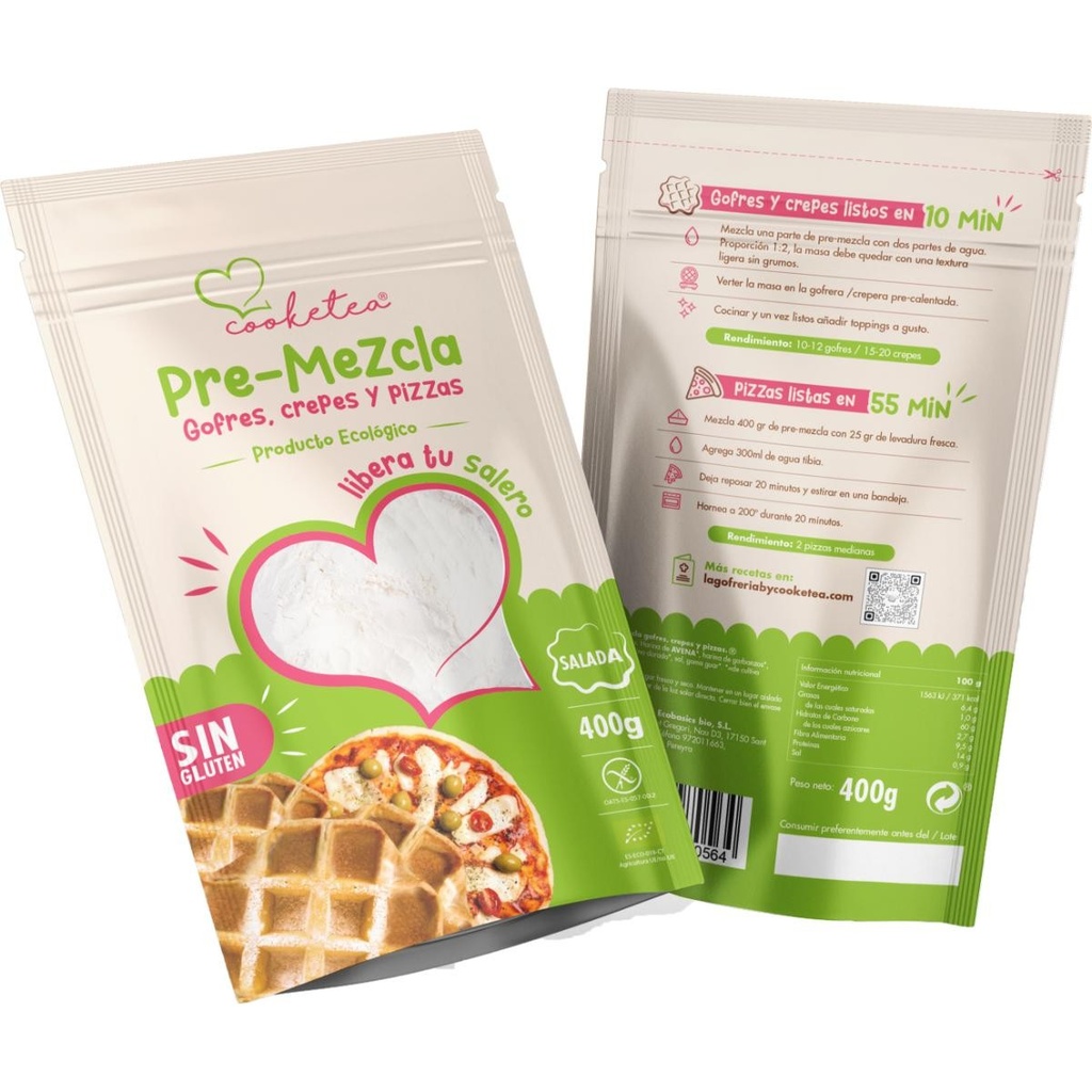 MEZCLA DE HARINAS PARA RECETAS SALADAS SIN GLUTEN 400G COOKETEA