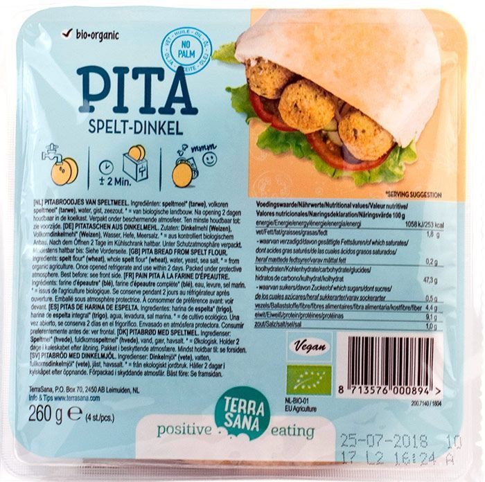 PAN DE PITA DE ESPELTA 480G TERRASANA