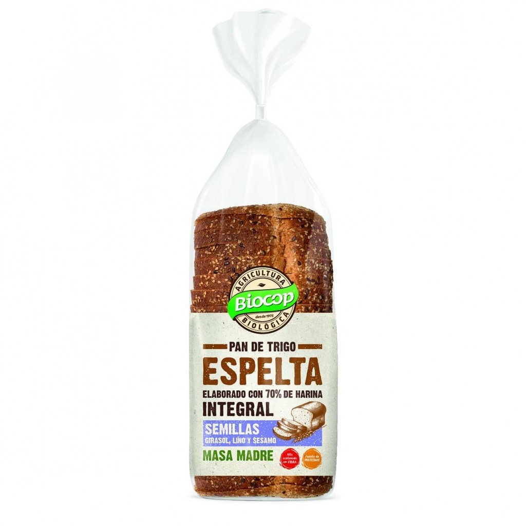 PAN DE MOLDE ESPELTA INTEGRAL SEMILLAS 400G BIOCOP