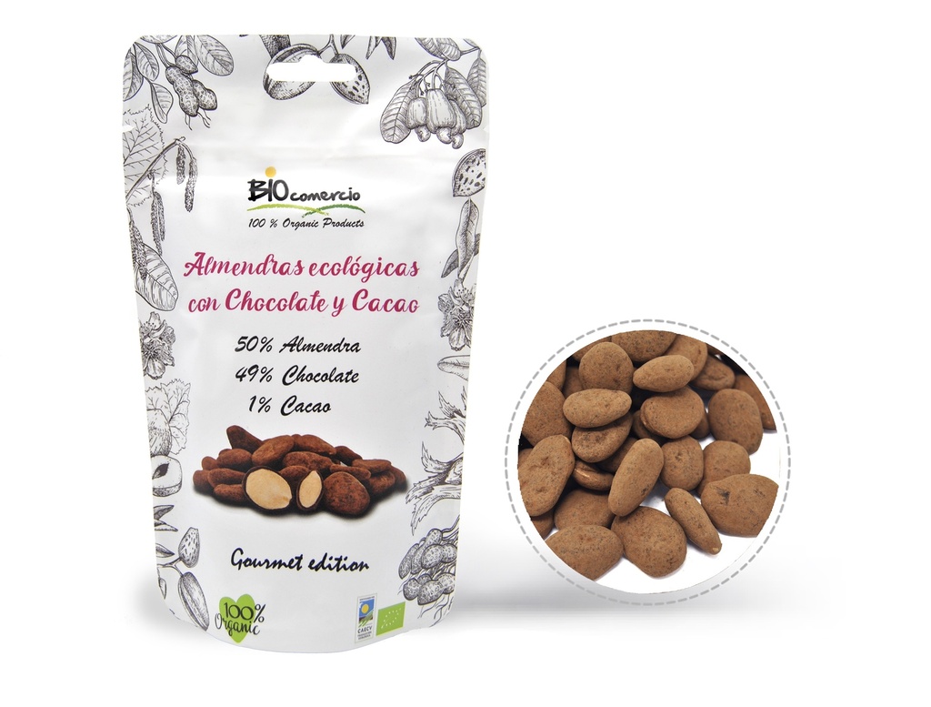 ALMENDRAS CON CHOCOLATE Y CACAO 100G BIOCOMERCIO