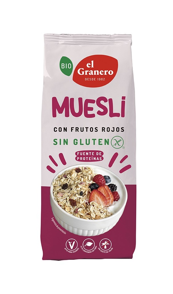 MUESLI FRUTOS ROJOS SIN GLUTEN 375G EL GRANERO