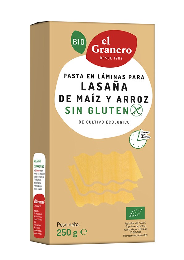 LÁMINAS LASAÑA SIN GLUTEN 250G EL GRANERO