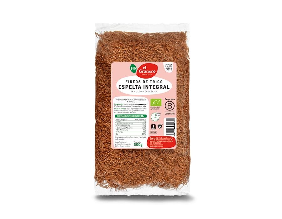 FIDEOS DE TRIGO ESPELTA INTEGRAL BIO 500G EL GRANERO