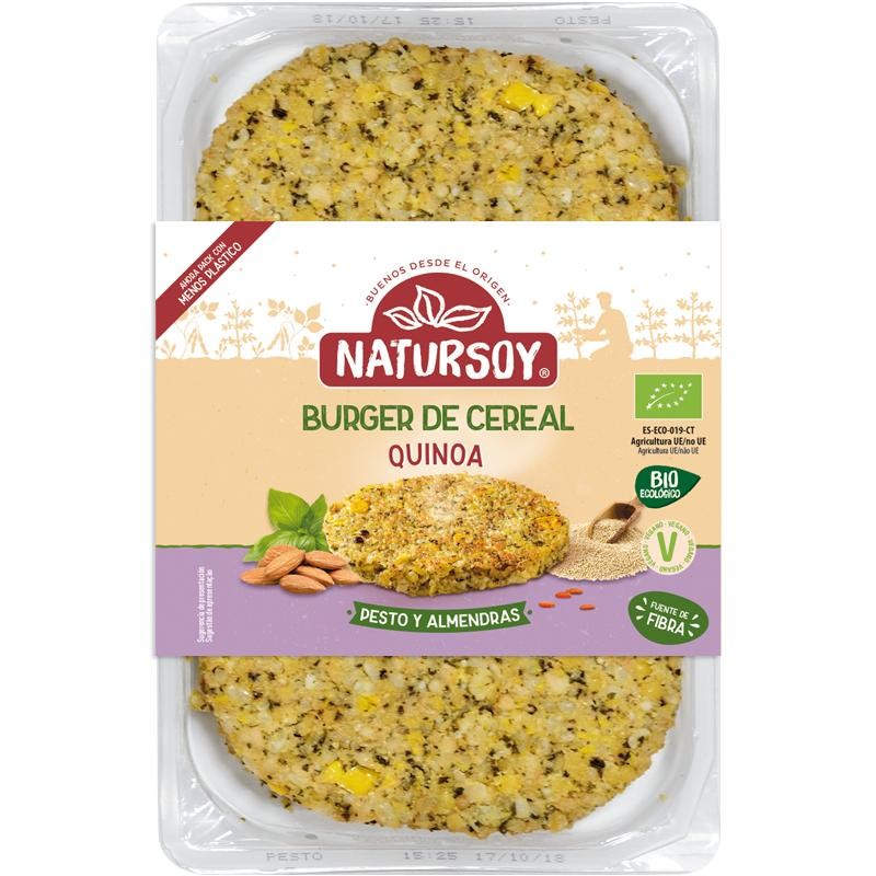 BURGER QUINOA PESTO Y ALMENDRAS 200G NATURSOY