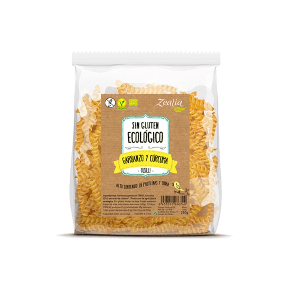 FUSILLI GARBANZO Y CÚRCUMA BIO SIN GLUTEN 250G ZEALIA