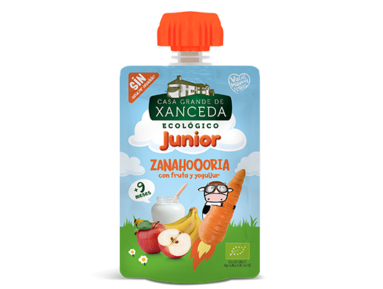 POUCH JUNIOR ZANAHORIA CON FRUTA Y YOGUR BIO 90G CASA XANCEDA