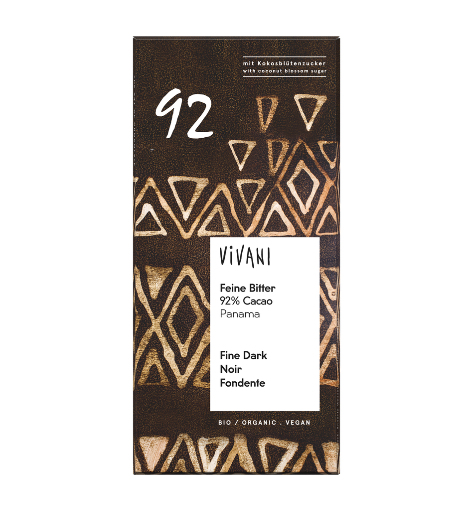 CHOCOLATE NEGRO 92% CACAO 80G VIVANI