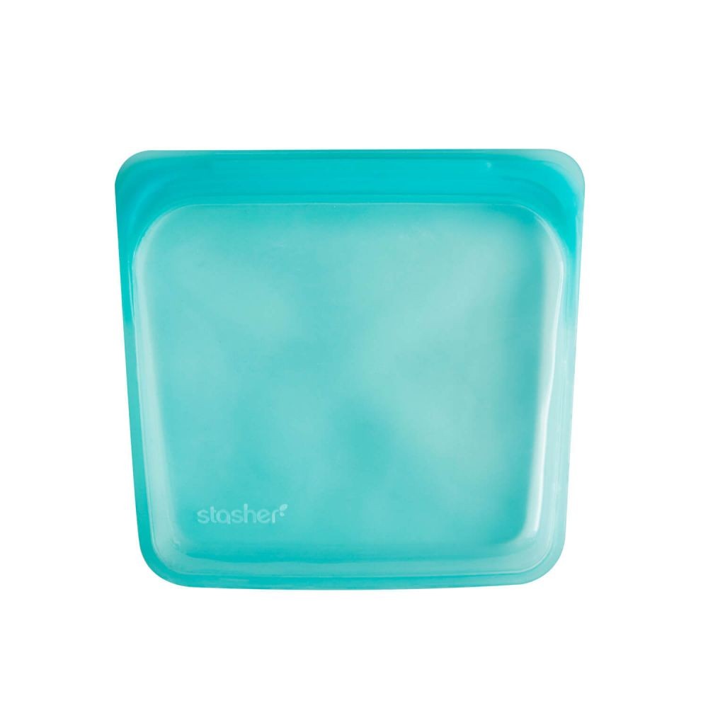 BOLSA PORTA ALIMENTOS SILICONA TURQUESA MEDIANA 1 UD STASHER
