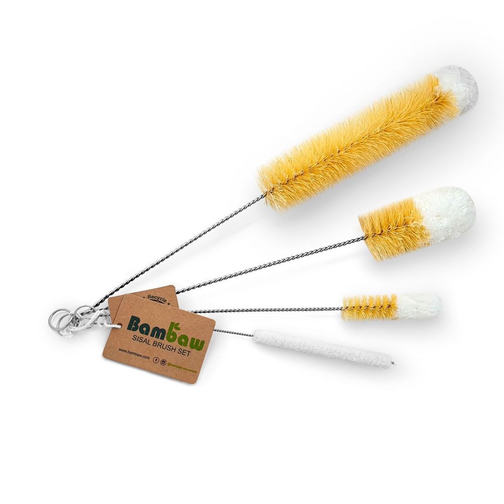 JUEGO DE 4 CEPILLOS DE LIMPIEZA PARA BOTELLAS BAMBAW