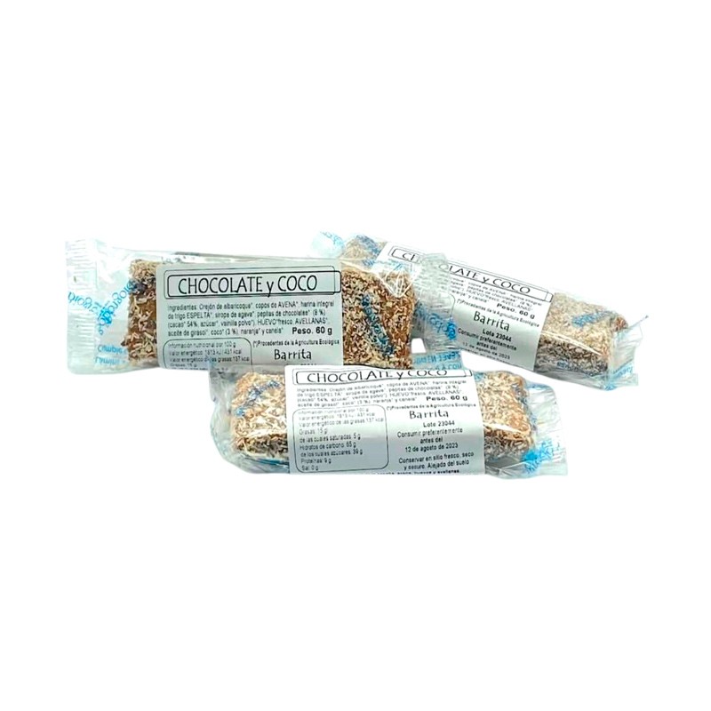 BARRITA CON CHOCOLATE Y COCO 60G BIOGREDOS
