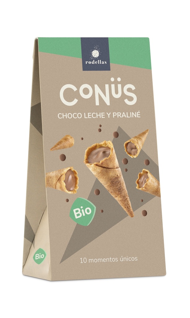 CONOS CHOCOLATE LECHE Y PRALINÉ BIO 70G CONUS-RODELLAS
