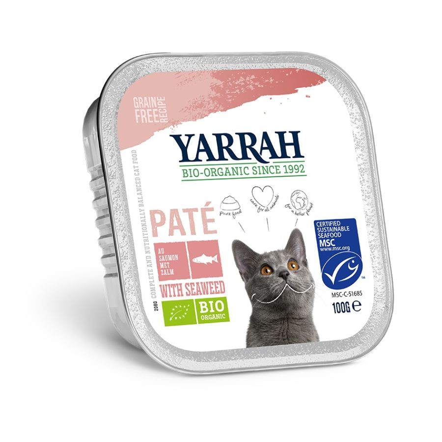 TARRINA PATÉ PARA GATOS CON SALMON 100G BIO YARRAH