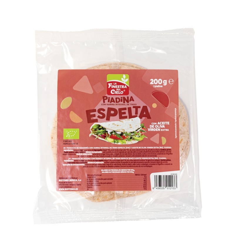 PIADINA CON ESPELTA VEGAN 3 UD 200G LA FINESTRA SUL CIELO