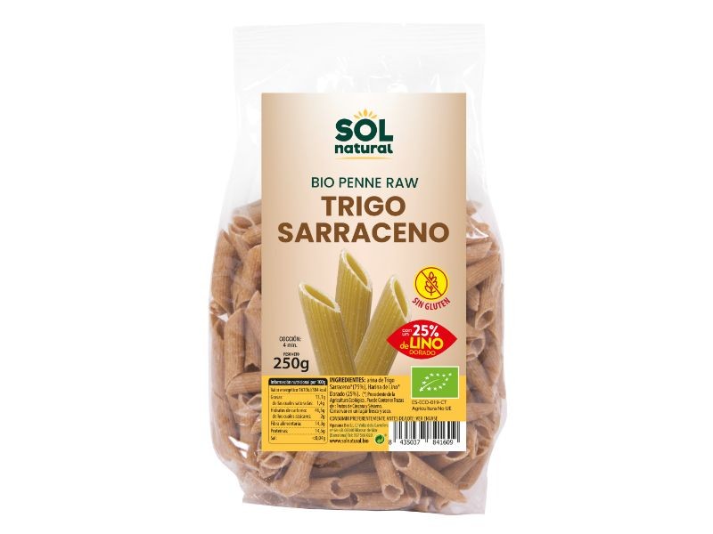 PENNE TRIGO SARRACENO-LINO SIN GLUTEN 250G SOL NATURAL