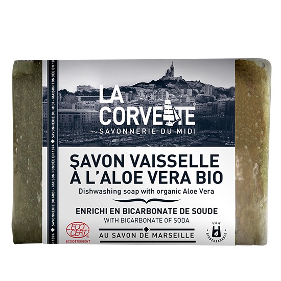 JABÓN PASTILLA LAVAPLATOS BICARBONATO Y ALOE 200G LA CORVETE