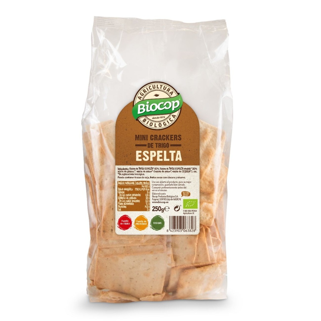 MINI CRACKERS ESPELTA SIN LEVADURA 250G BIOCOP