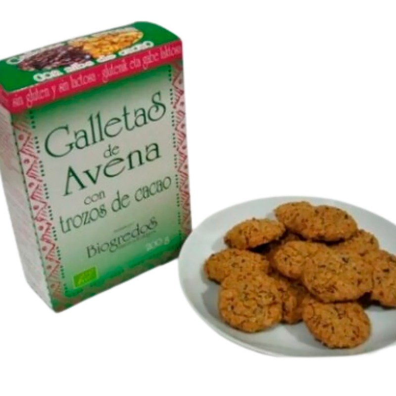 GALLETAS AVENA Y CACAO 200G SIN GLUTEN NI LACTOSA BIOGREDOS