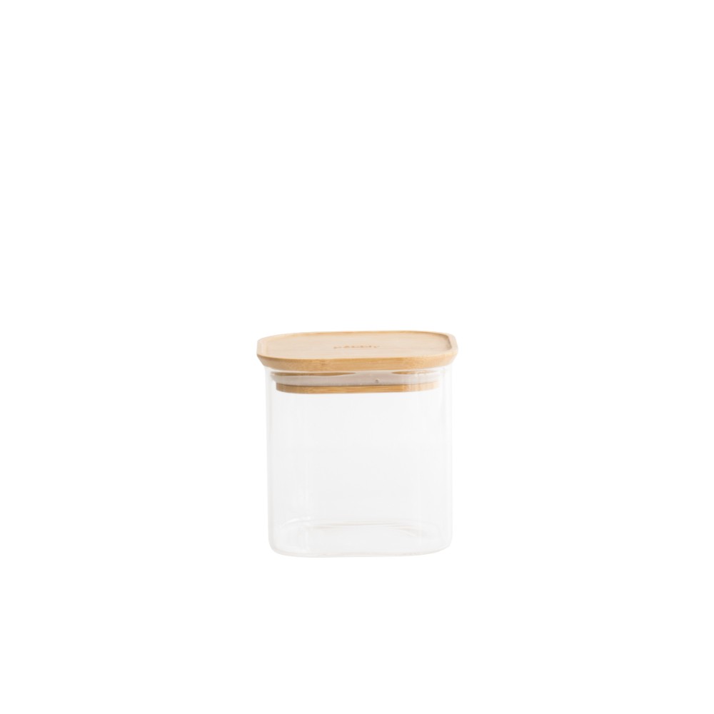 BOTE CUADRADO VIDRIO/BAMBÚ 800ML PEBBLY
