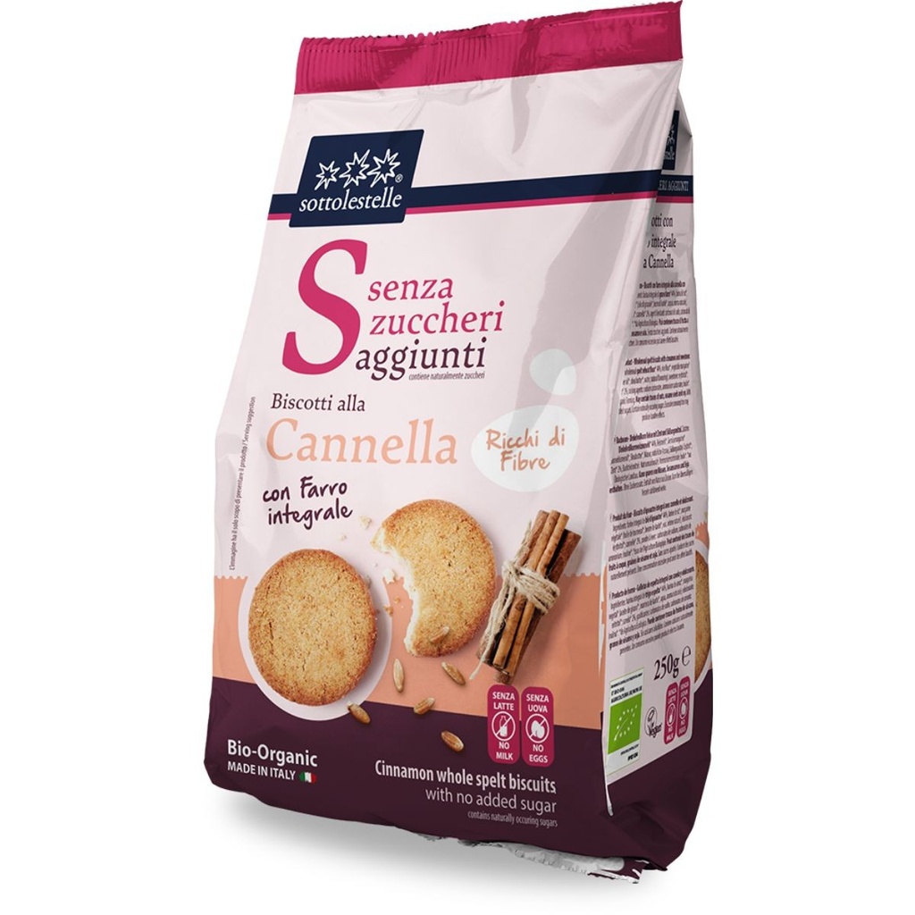 GALLETAS DE ESPELTA CON CANELA SIN AZÚCAR 250 G SOTTOLESTELLE