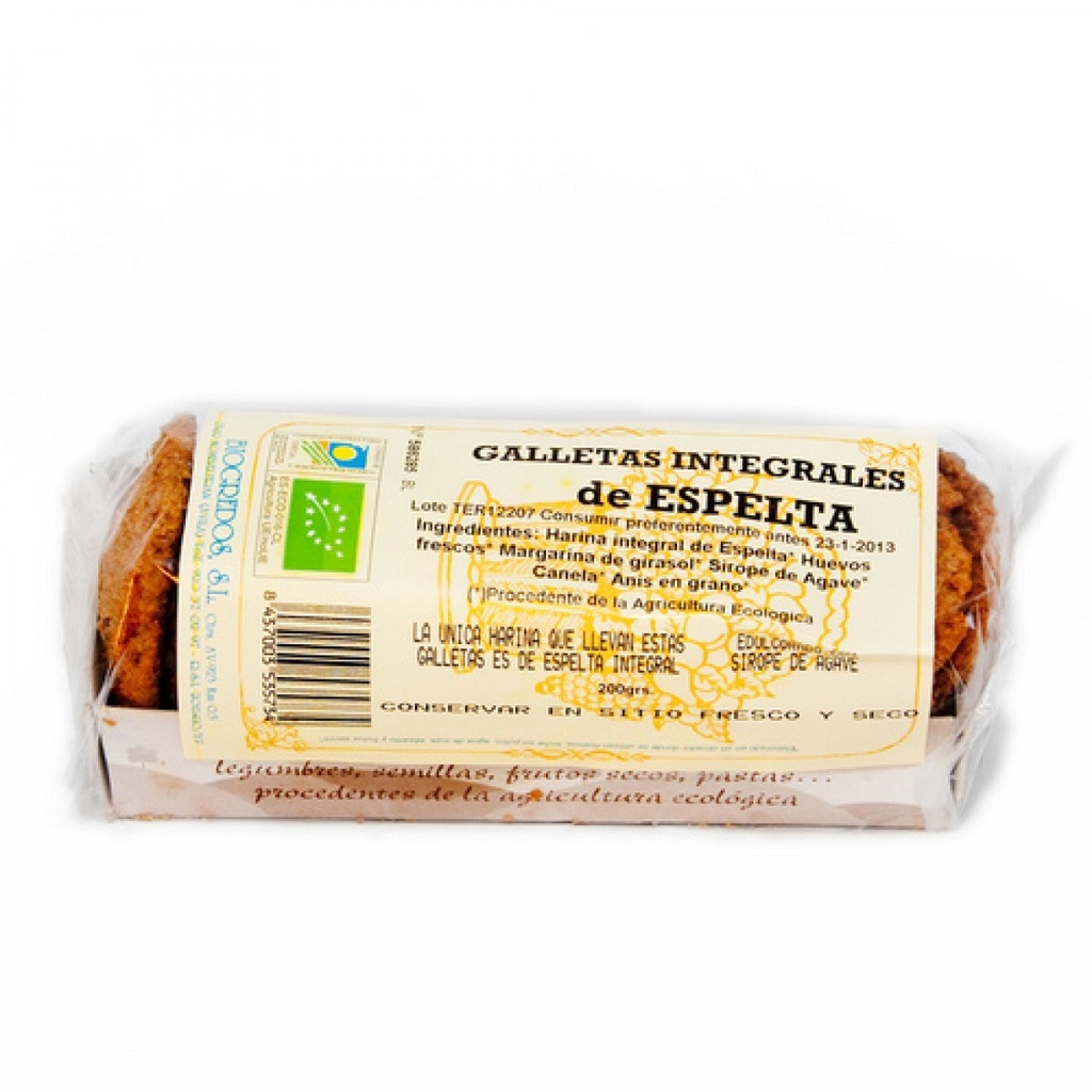 GALLETAS INTEGRALES ESPELTA 180G BIOGREDOS