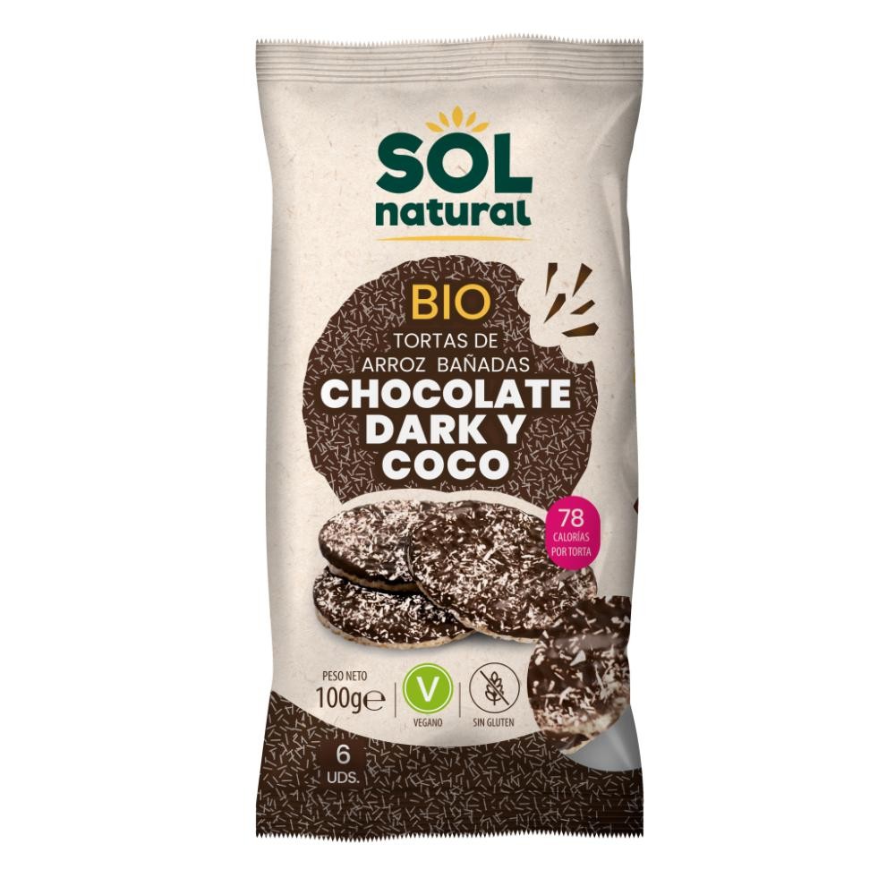 TORTAS ARROZ CHOCOLATE DARK Y COCO 100G SOL NATURAL