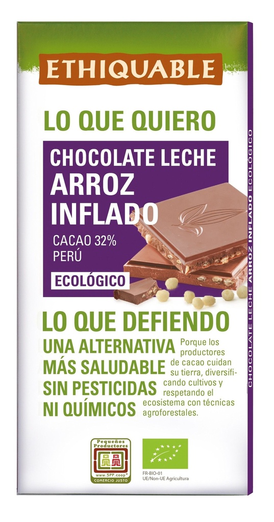 CHOCOLATE LECHE Y ARROZ INFLADO 100G ETHIQUABLE