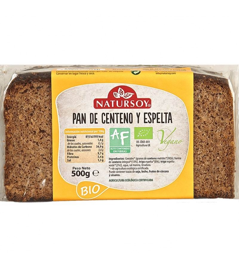 PAN CENTENO ESPELTA 500G NATURSOY