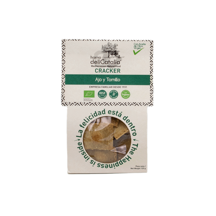 CRACKERS AJO Y TOMILLO SIN GLUTEN 125G DELICATALIA