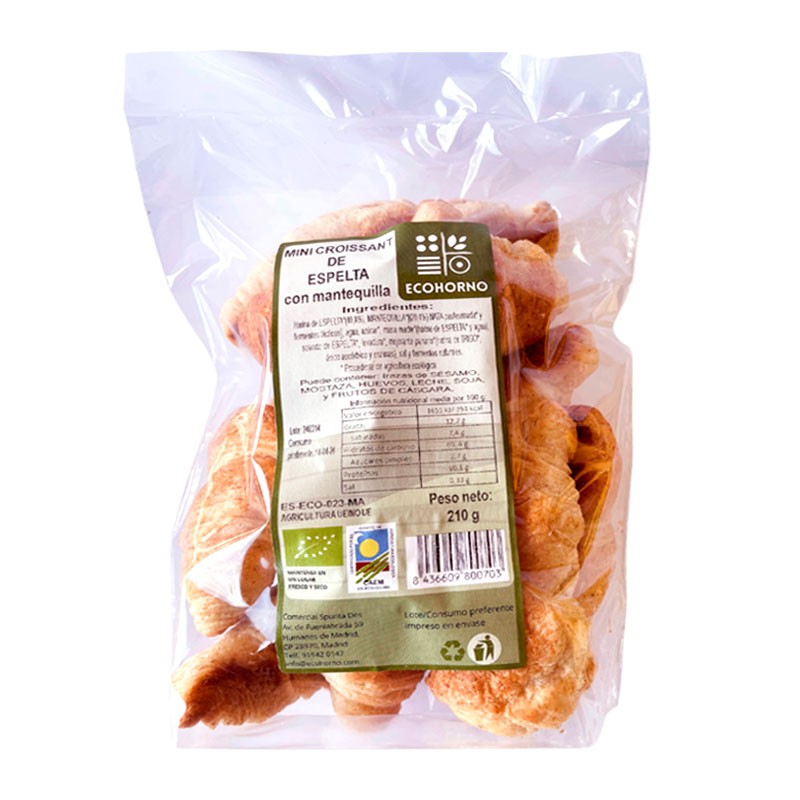 MINI CROISSANTS DE ESPELTA CON MANTEQUILLA 210G ECOHORNO