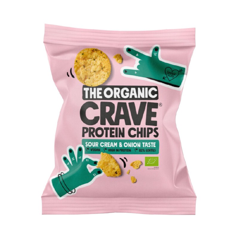 CHIPS PROTEICOS DE LENTEJAS SOUR CREAM ONION 30G THE ORGANIC CRAVE